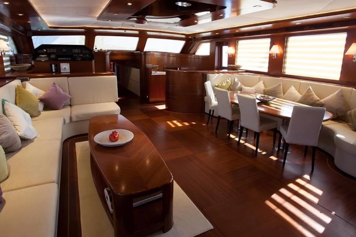 Salon of CARPEDIEM 5, a Gulet Custom built 183 yacht at Bodrum, Turkey