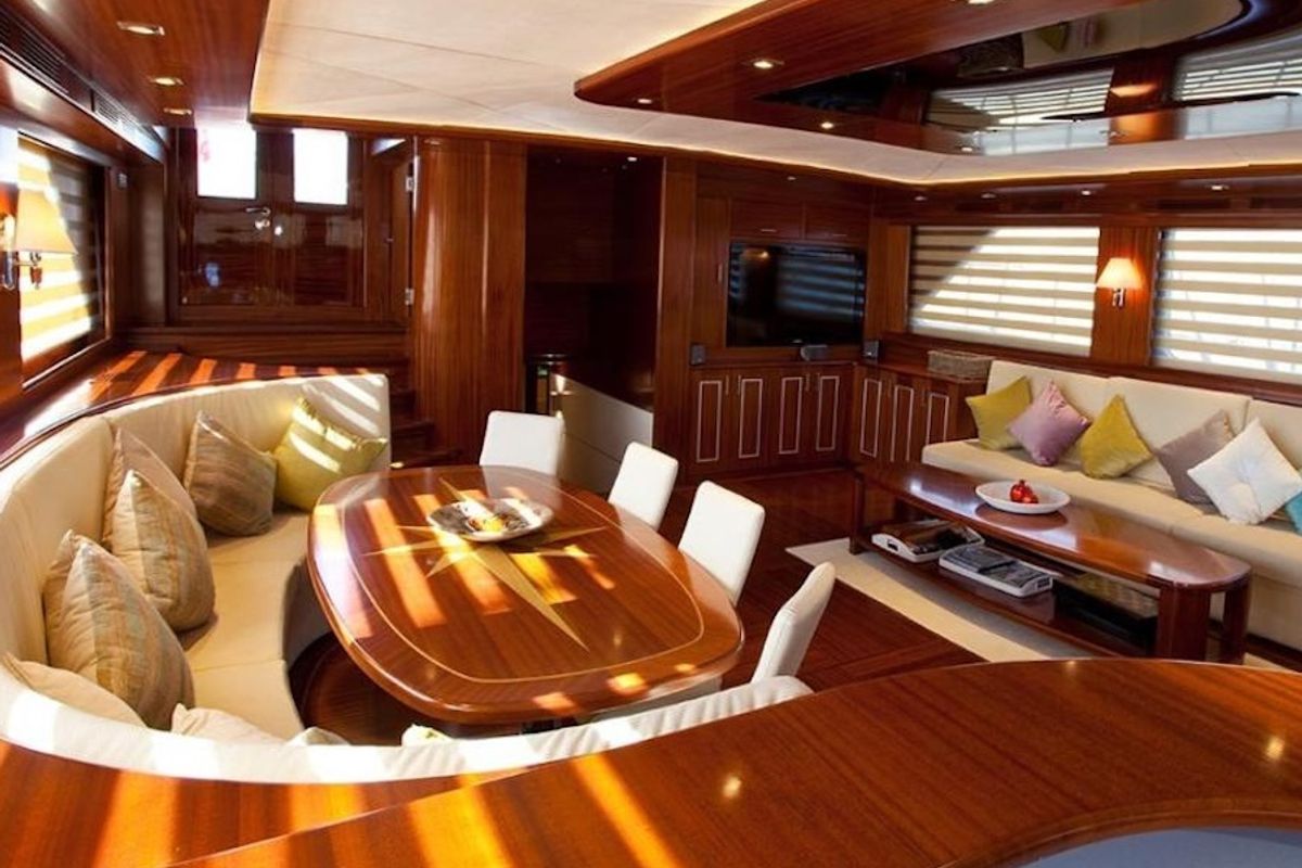 Salon of CARPEDIEM 5, a Gulet Custom built 183 yacht at Bodrum, Turkey