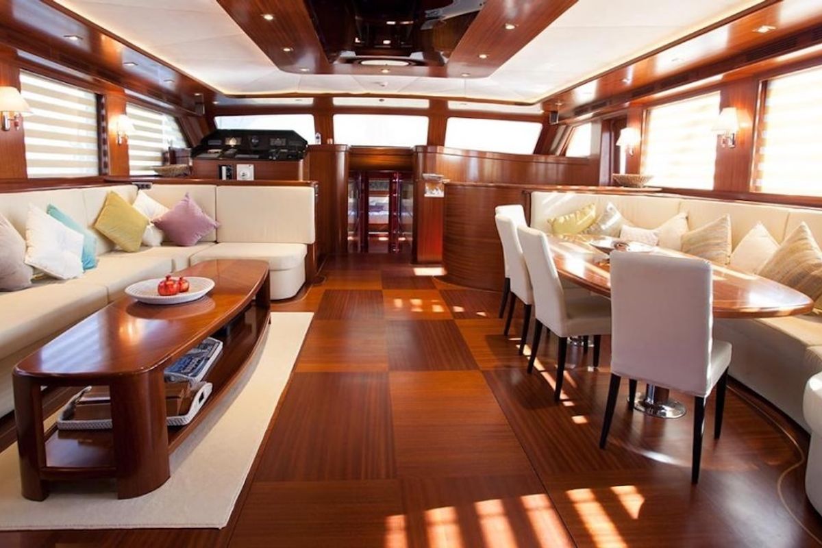 Salon of CARPEDIEM 5, a Gulet Custom built 183 yacht at Bodrum, Turkey