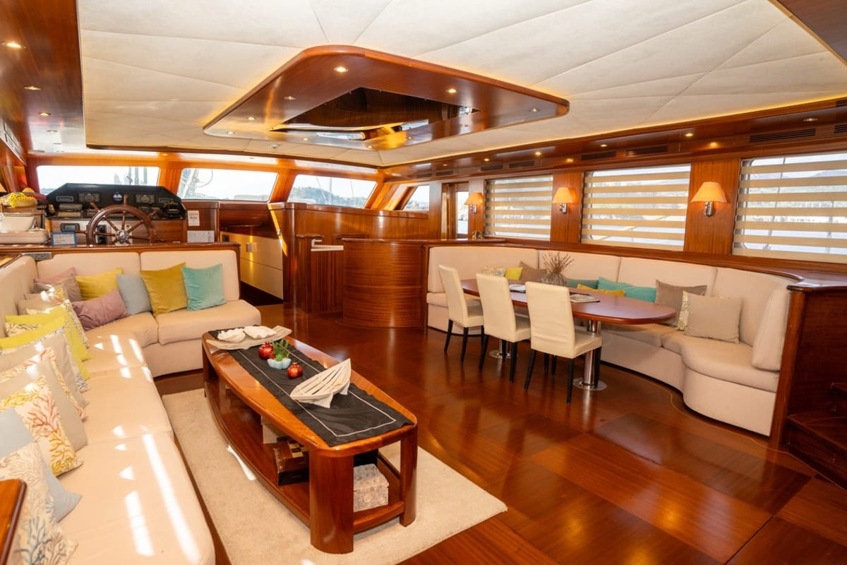 Salon of CARPEDIEM 5, a Gulet Custom built 183 yacht at Bodrum, Turkey