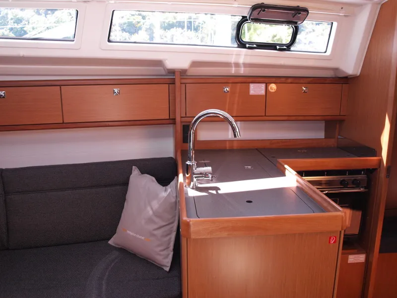 Galley of Sea Lion, a Bavaria Cruiser 33 sailboat at Primošten, Croatia