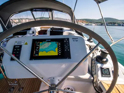 Cockpit of Big Blue, a Hanse Yachts Hanse 458 sailboat at Grad Šibenik, Croatia