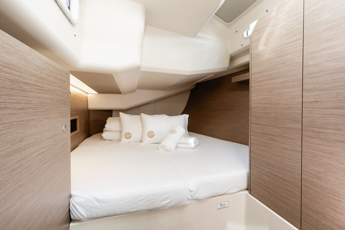 Cabin on Big Blue, a Hanse Yachts Hanse 458 sailboat at Grad Šibenik, Croatia