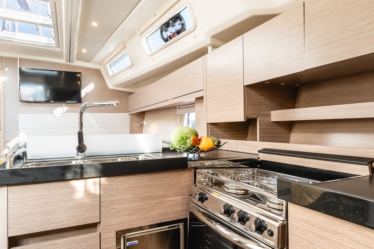 Galley of Big Blue, a Hanse Yachts Hanse 458 sailboat at Grad Šibenik, Croatia