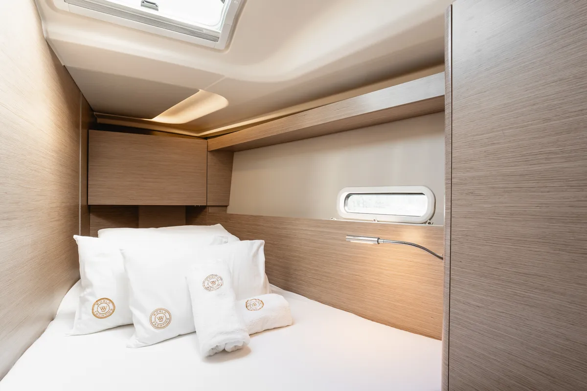 Cabin on Big Blue, a Hanse Yachts Hanse 458 sailboat at Grad Šibenik, Croatia