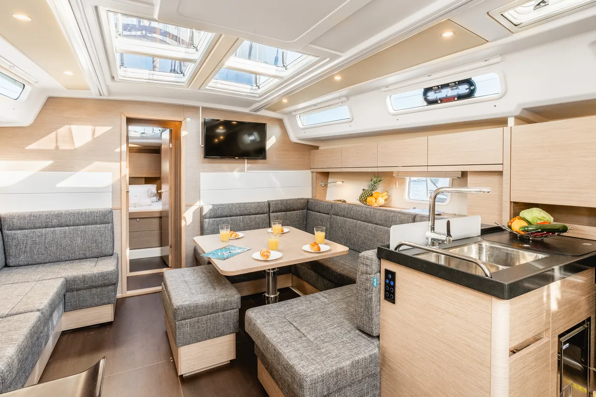 Salon of Big Blue, a Hanse Yachts Hanse 458 sailboat at Grad Šibenik, Croatia