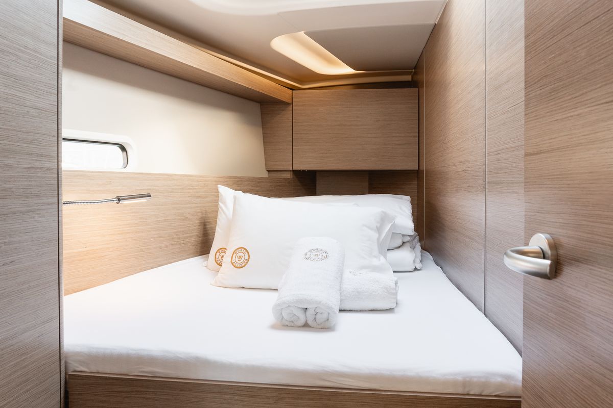 Cabin on Big Blue, a Hanse Yachts Hanse 458 sailboat at Grad Šibenik, Croatia