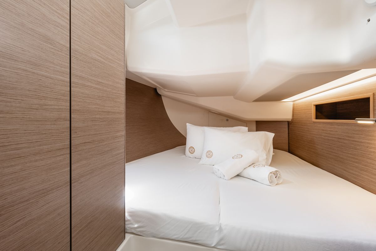Cabin on Big Blue, a Hanse Yachts Hanse 458 sailboat at Grad Šibenik, Croatia