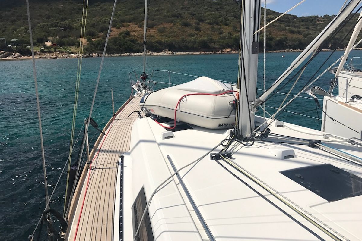 Exterior view of Alnair, a Beneteau Oceanis 45 sailboat at Tonnarella, Italy