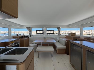 Salon of Matì, a Excess 14 catamaran at Rodi Garganico, Italy