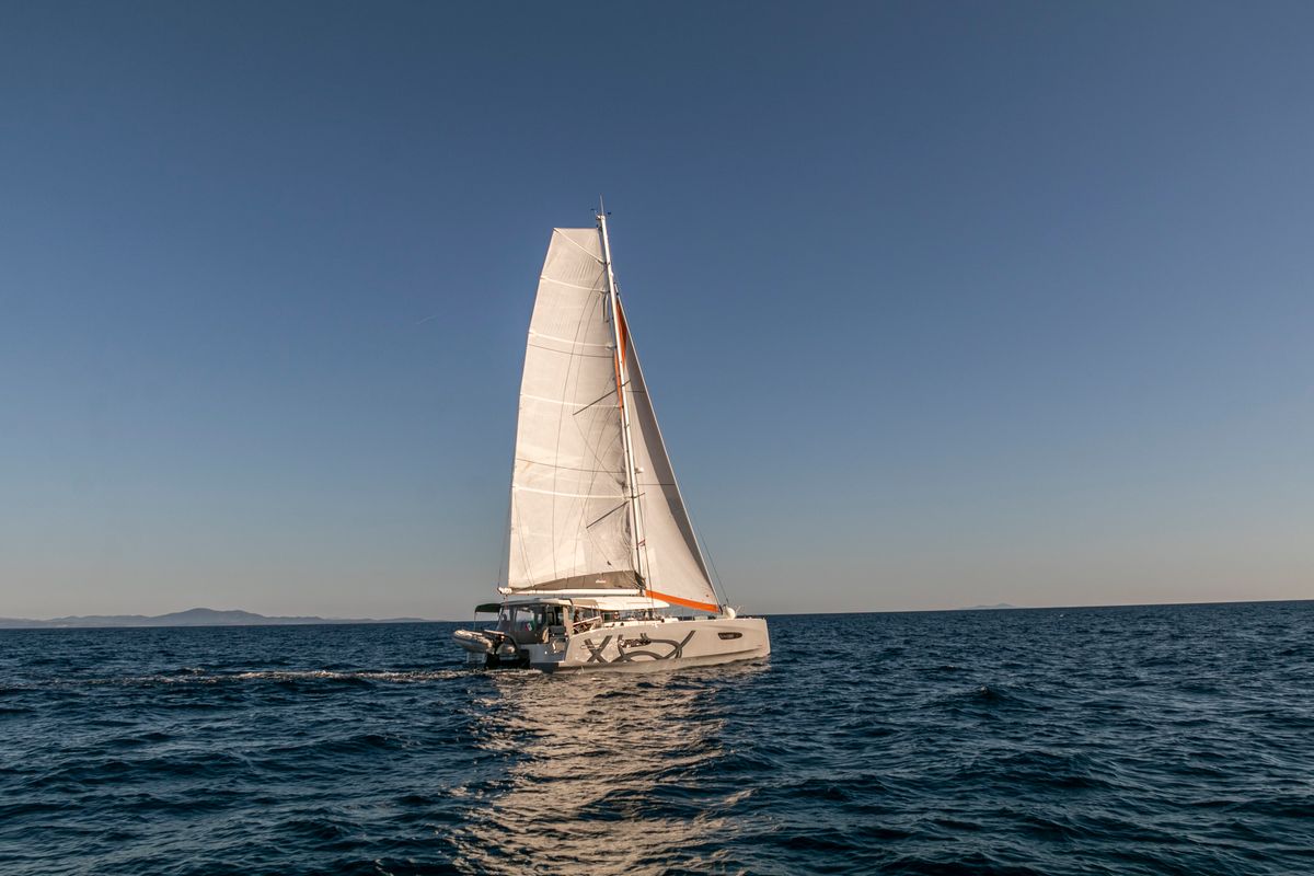 Exterior view of Matì, a Excess 14 catamaran at Rodi Garganico, Italy
