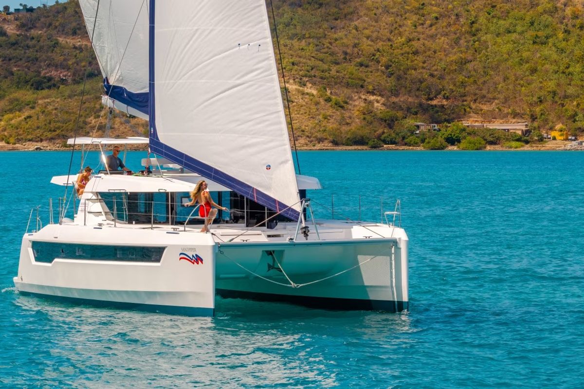 Exterior view of Moorings 4600 - 4 Exclusive Plus, a Leopard 46 catamaran at Road Town, British Virgin Islands