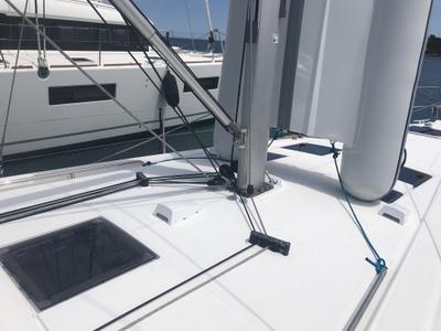 Deck of Algeiba, a Beneteau Oceanis 45 sailboat at Salerno, Italy