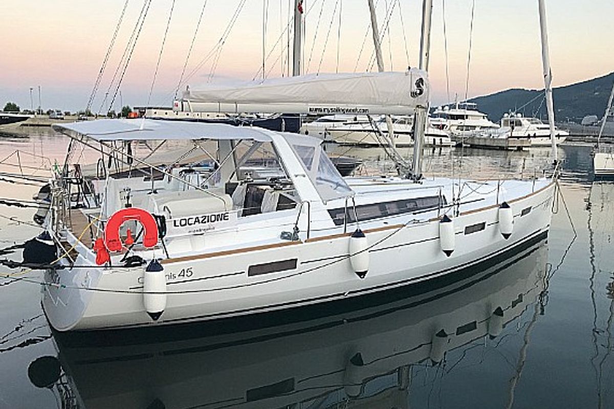 Exterior view of Atlantica, a Beneteau Oceanis 45 sailboat at La Spezia, Italy