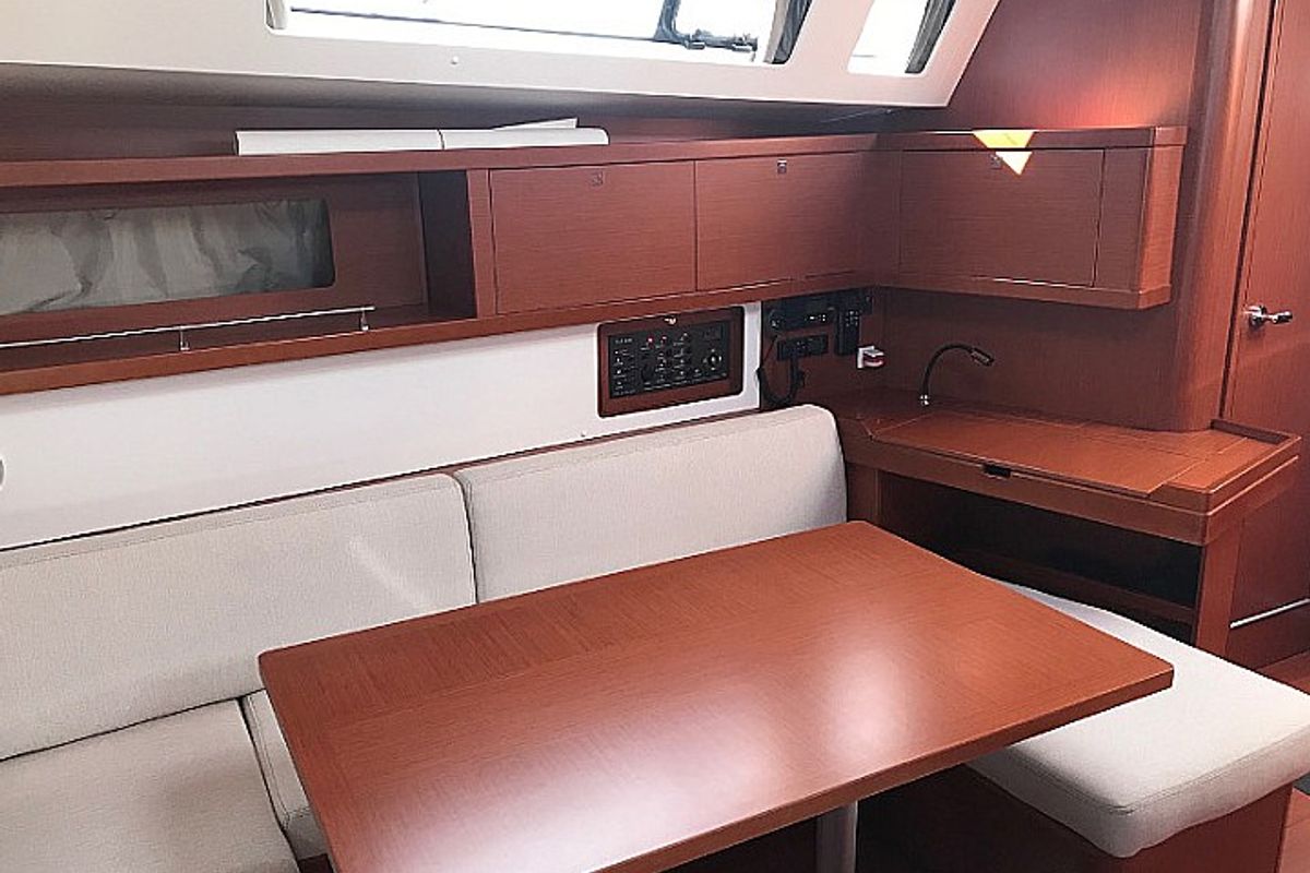 Salon of Atlantica, a Beneteau Oceanis 45 sailboat at La Spezia, Italy
