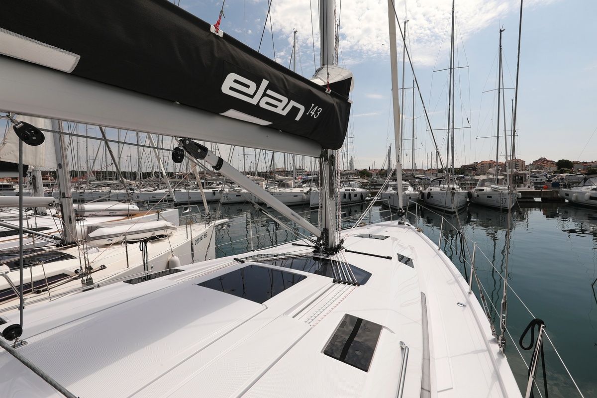 Deck of Starlight, a Elan Impression 45 sailboat at Grad Biograd na Moru, Croatia