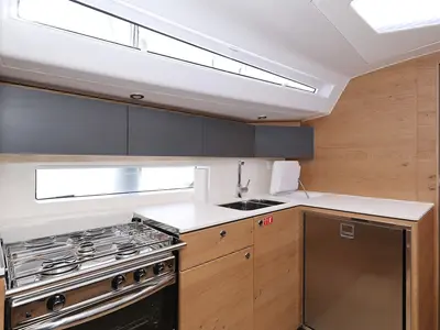 Galley of Starlight, a Elan Impression 45 sailboat at Grad Biograd na Moru, Croatia