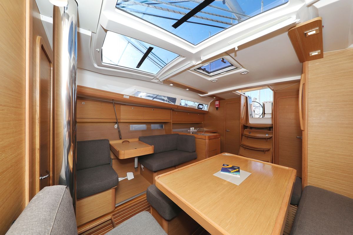 Salon of Adrio, a Dufour 412 GL sailboat at Grad Biograd na Moru, Croatia