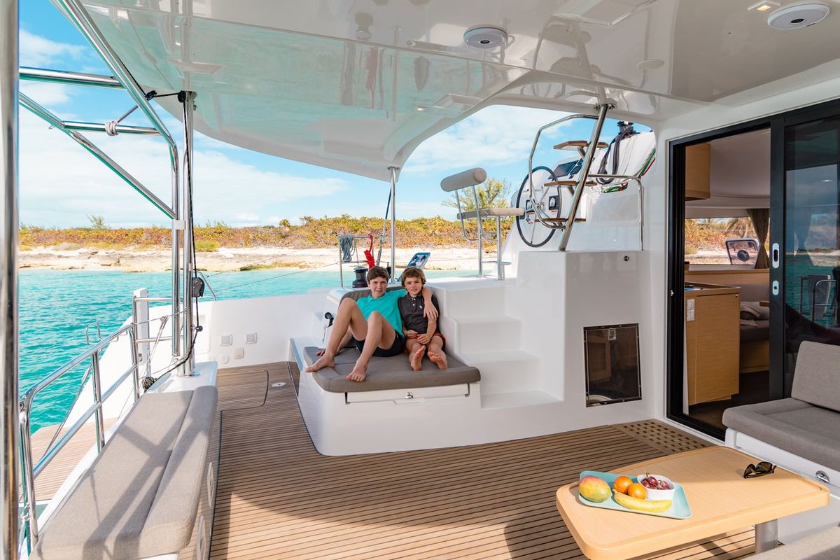 Deck of Lizzy II, a Lagoon 42 catamaran at Seget Donji, Croatia