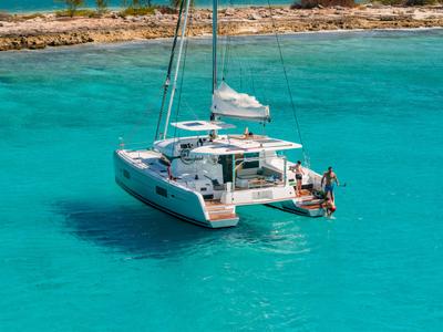 Deck of Lizzy II, a Lagoon 42 catamaran at Seget Donji, Croatia