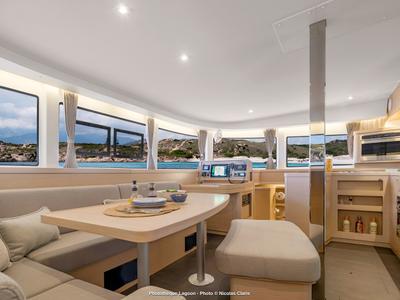 Salon of Lizzy II, a Lagoon 42 catamaran at Seget Donji, Croatia