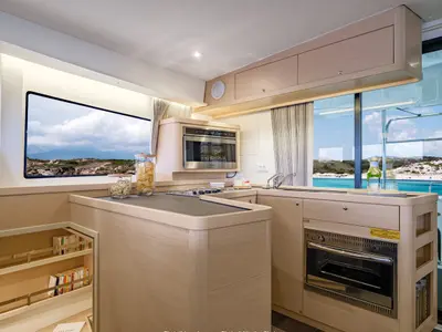 Galley of Lizzy II, a Lagoon 42 catamaran at Seget Donji, Croatia