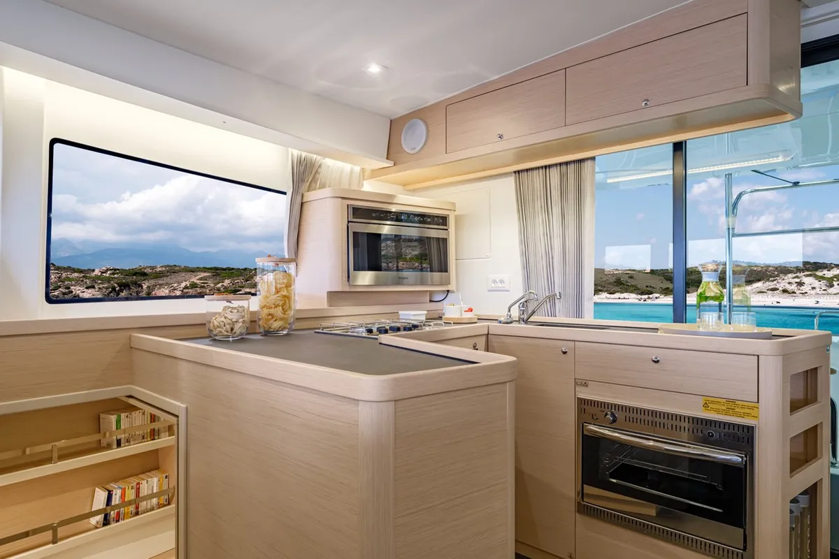 Galley of Lizzy II, a Lagoon 42 catamaran at Seget Donji, Croatia