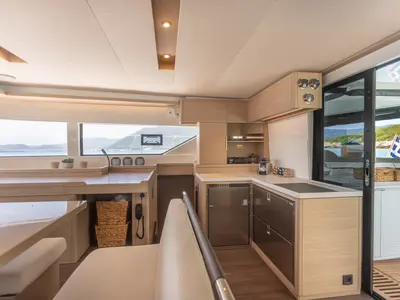 Galley of Aranel, a Lagoon 51 catamaran at Municipal Unit of Lefkada, Greece