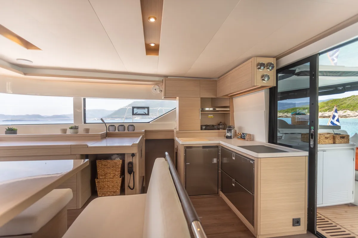 Galley of Aranel, a Lagoon 51 catamaran at Municipal Unit of Lefkada, Greece