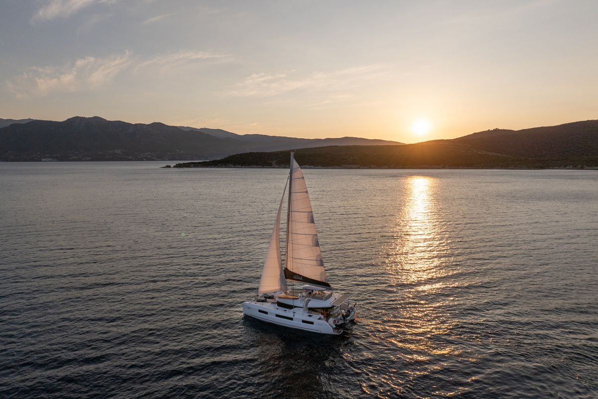 Exterior view of Aranel, a Lagoon 51 catamaran at Municipal Unit of Lefkada, Greece