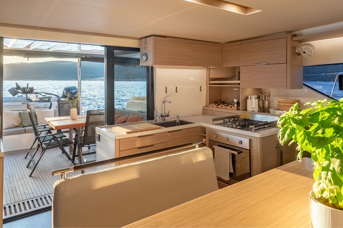 Galley of Aranel, a Lagoon 51 catamaran at Municipal Unit of Lefkada, Greece