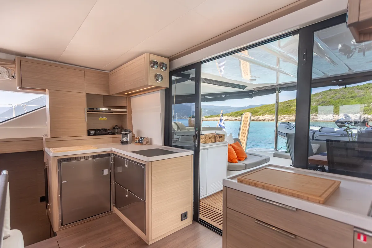 Galley of Aranel, a Lagoon 51 catamaran at Municipal Unit of Lefkada, Greece