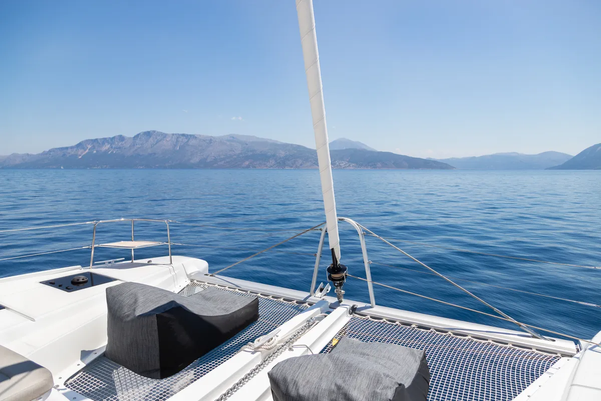 Deck of Aranel, a Lagoon 51 catamaran at Municipal Unit of Lefkada, Greece