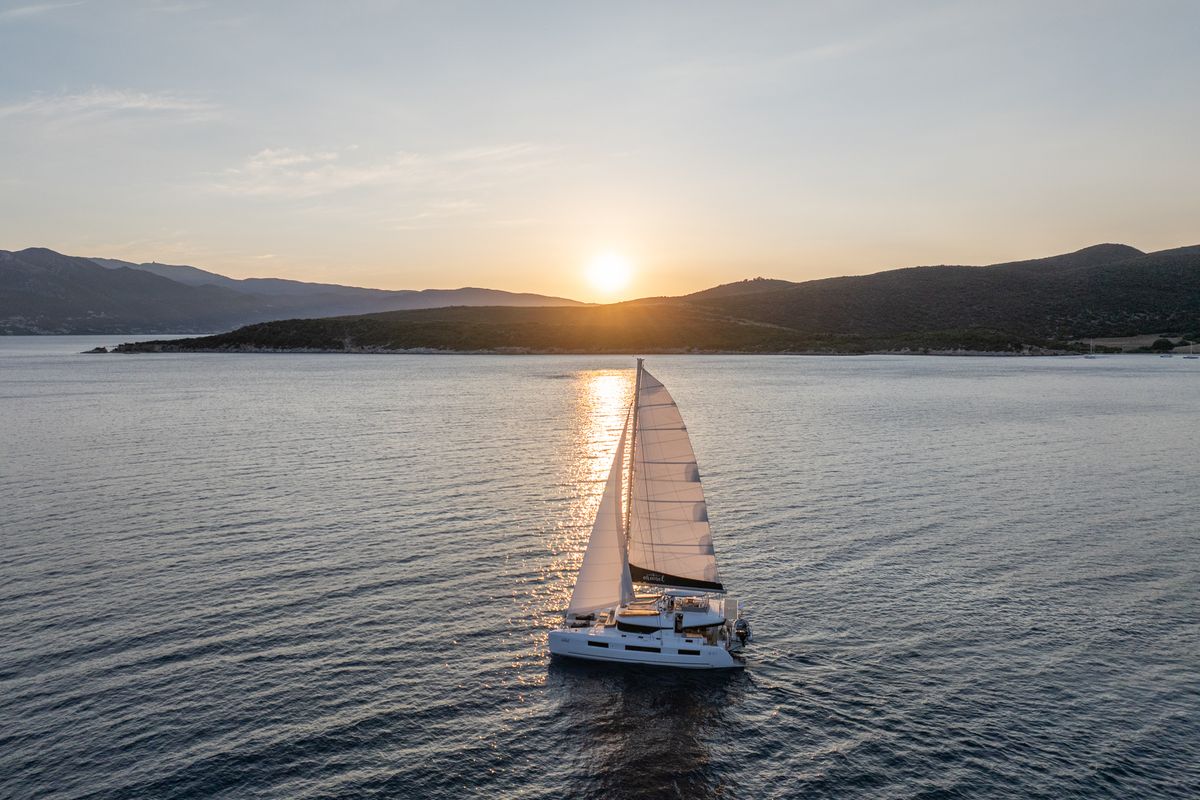 Exterior view of Aranel, a Lagoon 51 catamaran at Municipal Unit of Lefkada, Greece