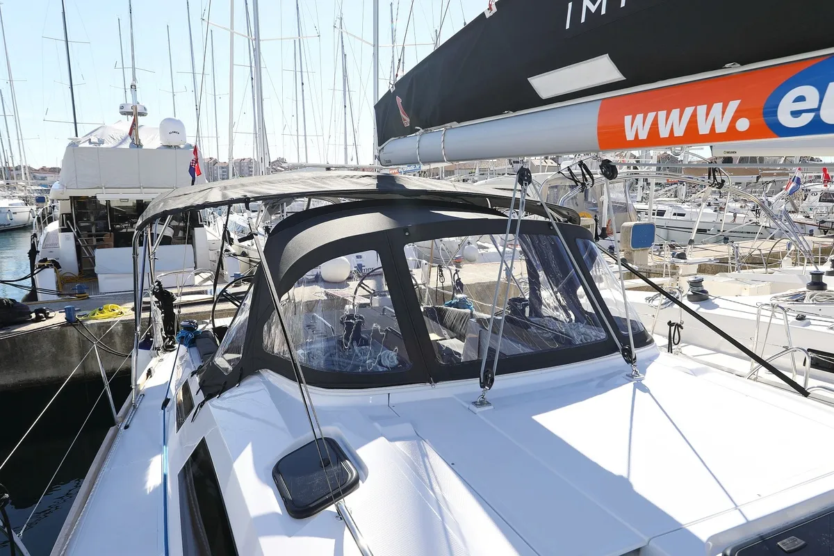 Deck of Moon Pearl, a Elan Impression 45.1 sailboat at Grad Biograd na Moru, Croatia