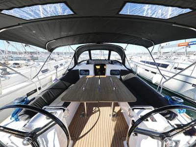 Cockpit of Moon Pearl, a Elan Impression 45.1 sailboat at Grad Biograd na Moru, Croatia