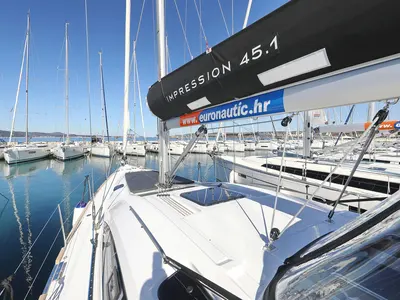 Deck of Moon Pearl, a Elan Impression 45.1 sailboat at Grad Biograd na Moru, Croatia