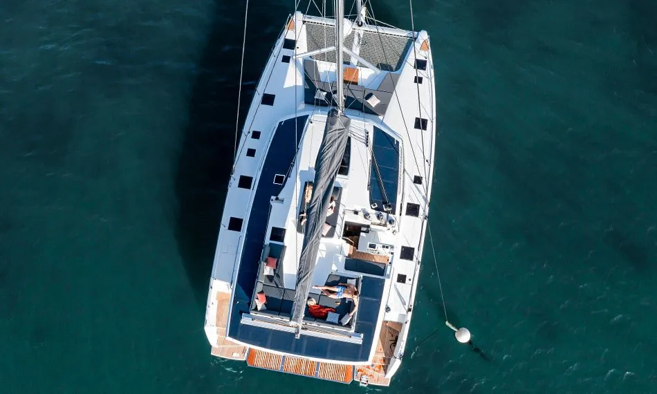 Exterior view of Lune Rae, a Fountaine Pajot Aura 51 catamaran at Road Town, British Virgin Islands