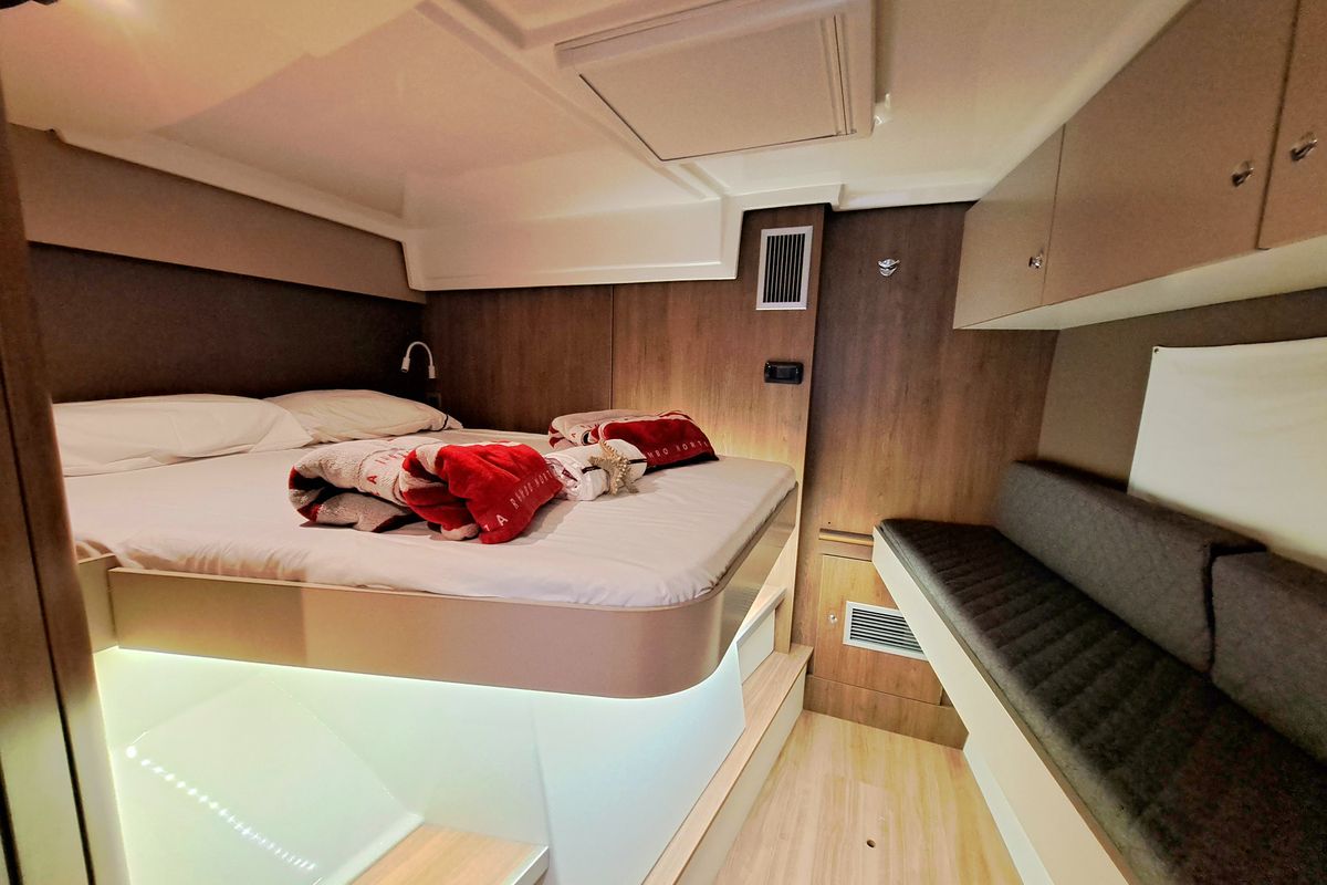 Cabin on La Boheme, a Bali Catspace catamaran at Sant Antoni de Portmany, Spain