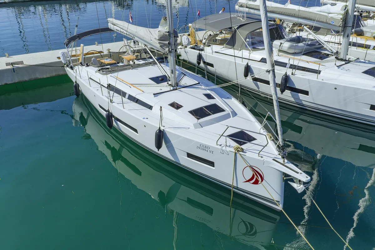 Exterior view of Cleo, a Hanse Yachts Hanse 410 sailboat at Općina Sukošan, Croatia