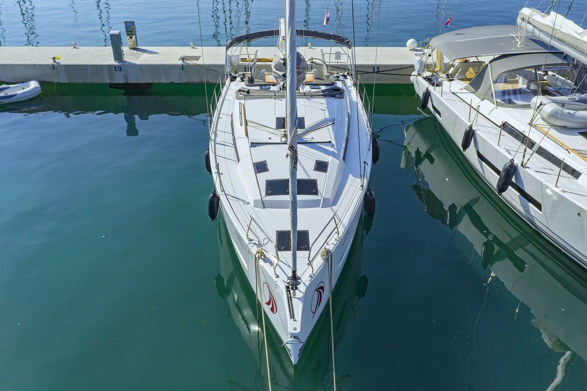 Exterior view of Cleo, a Hanse Yachts Hanse 410 sailboat at Općina Sukošan, Croatia