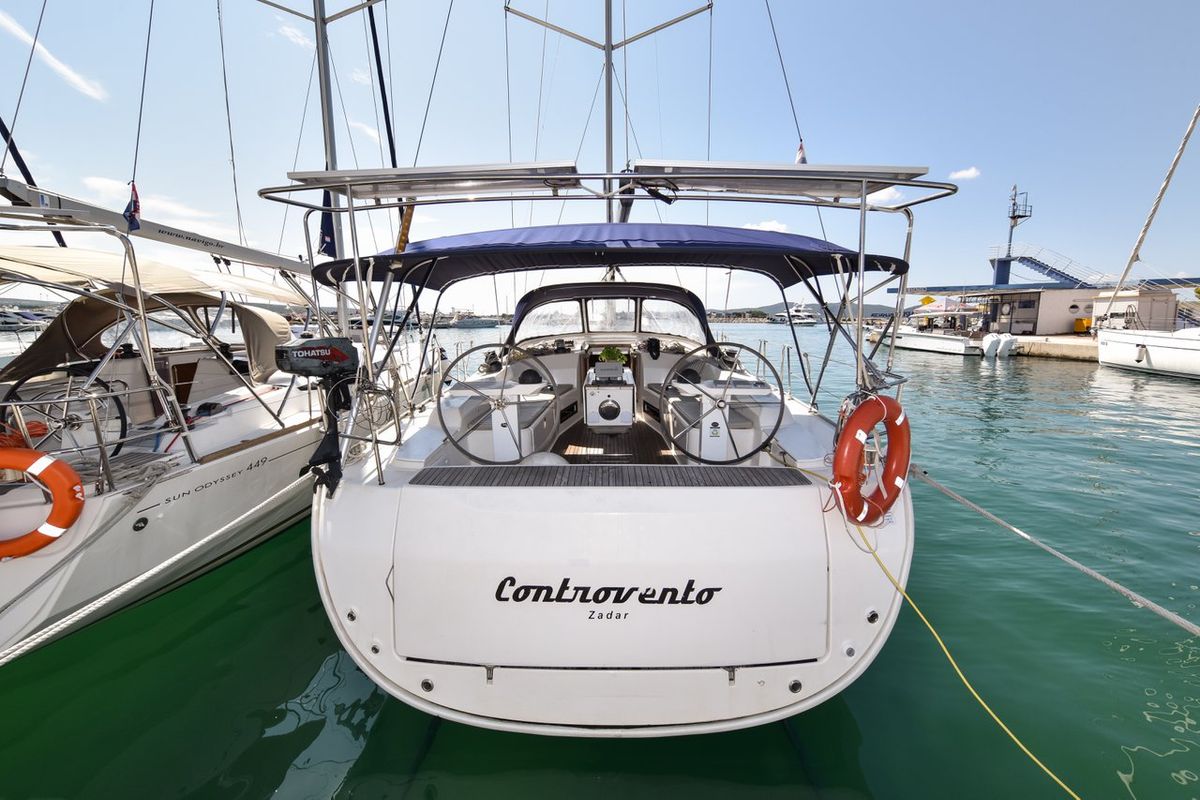 Exterior view of Controvento, a Bavaria Cruiser 45 sailboat at Općina Sukošan, Croatia