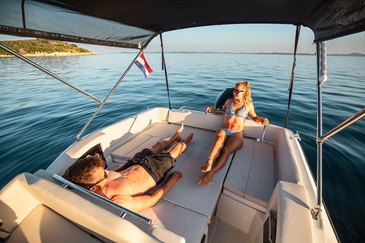 Deck of Joker Boat Clubman 22 Plus, a Jokerboat Joker Boat Clubman 22 Plus rib at Općina Sukošan, Croatia