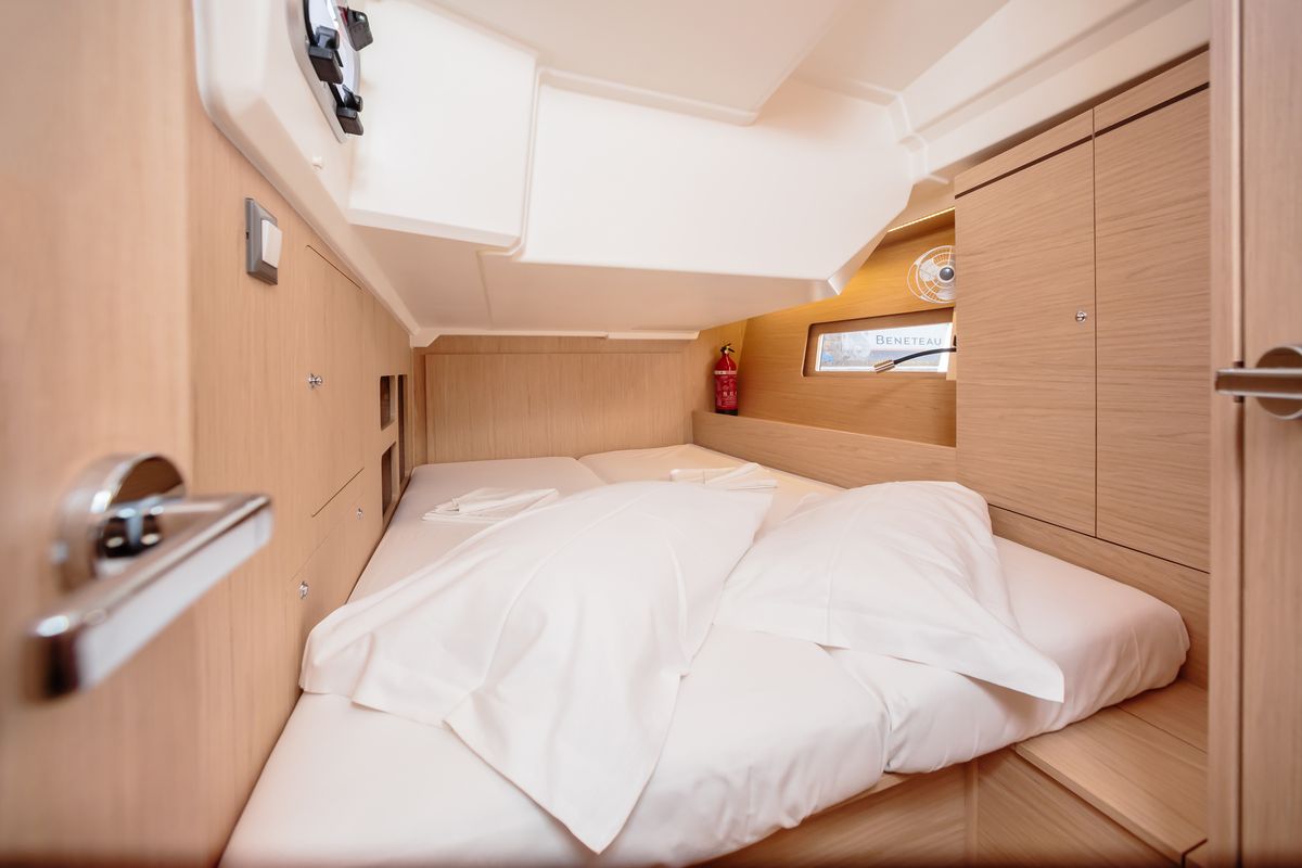 Cabin on Eirene, a Beneteau Oceanis 46.1 sailboat at Olbia, Italy