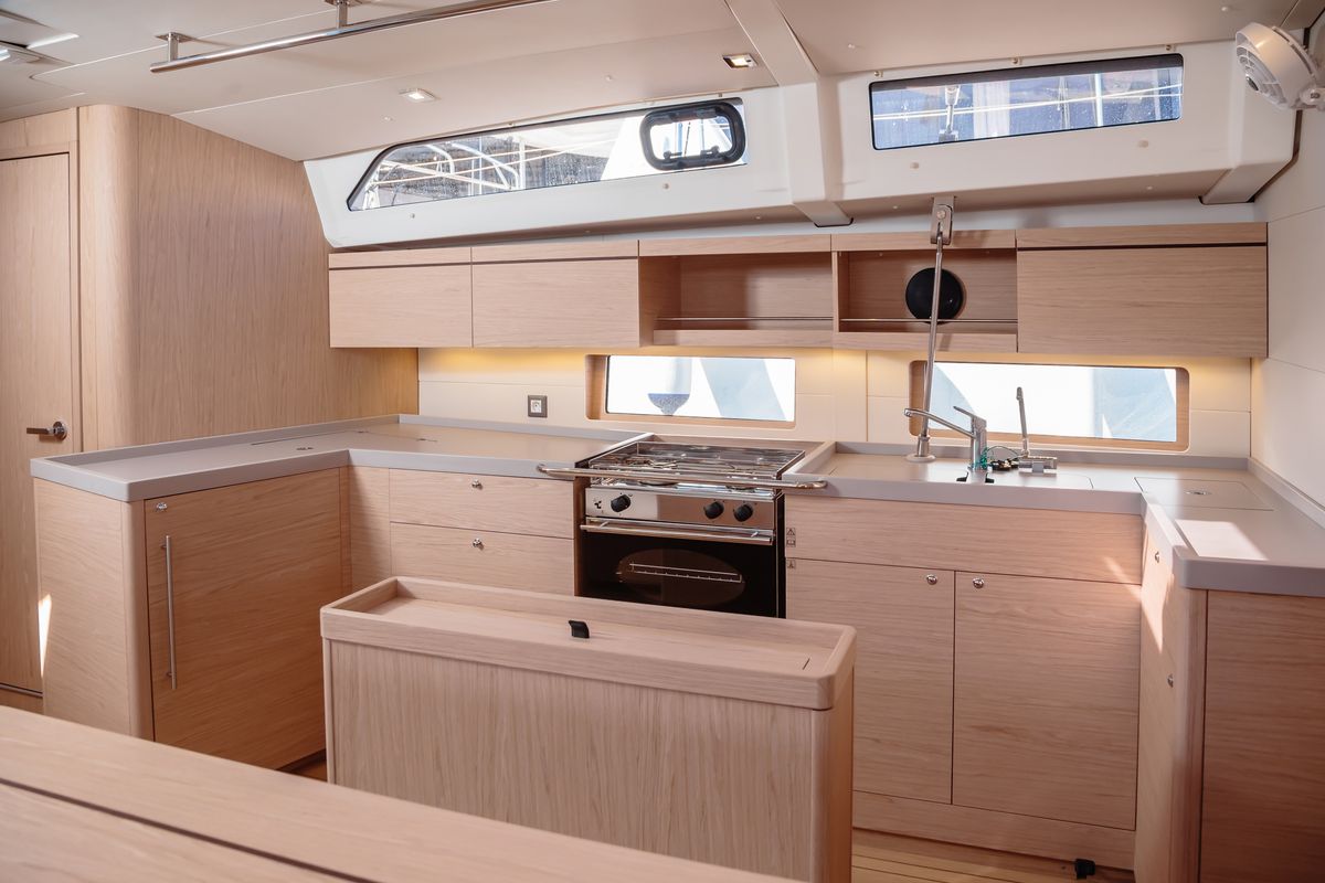 Galley of Eirene, a Beneteau Oceanis 46.1 sailboat at Olbia, Italy