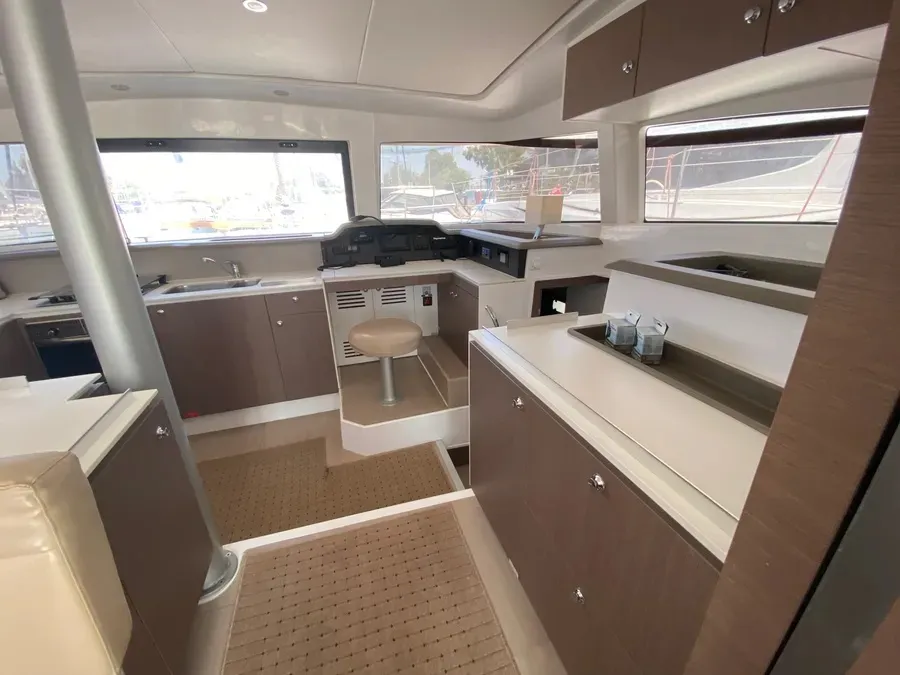 Galley of Nereida, a Bali 4.1 catamaran at Athens, Greece