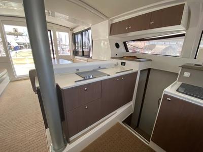 Galley of Nereida, a Bali 4.1 catamaran at Athens, Greece