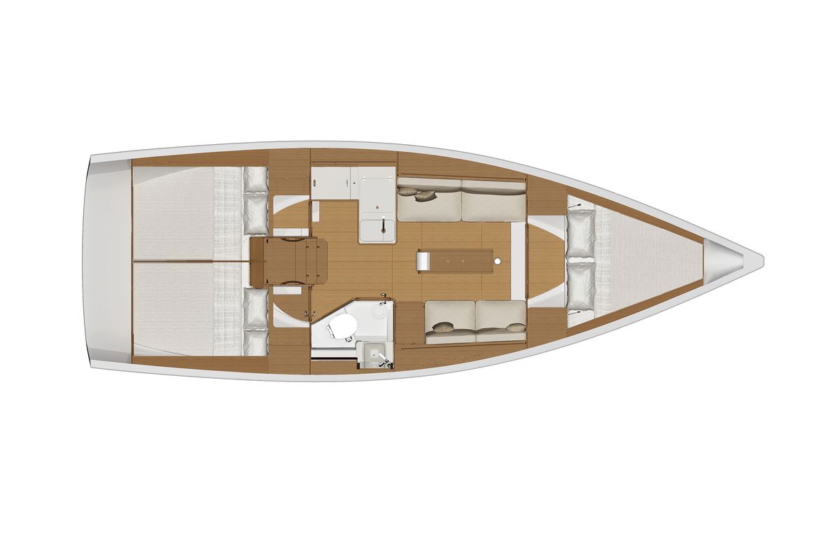 Floor plan of Jade, a Dufour 360 Grand Large sailboat at Općina Sukošan, Croatia