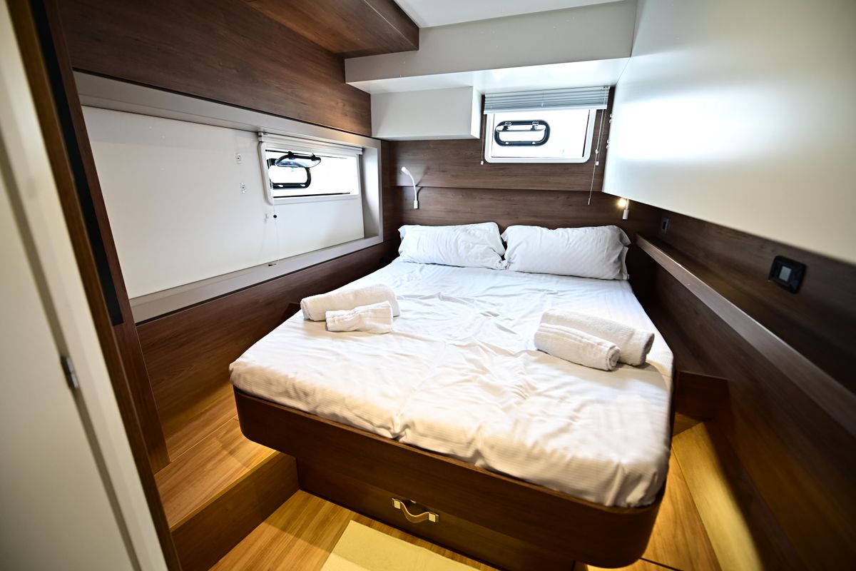 Cabin on Arche, a Bali 4.4 catamaran at Salerno, Italy