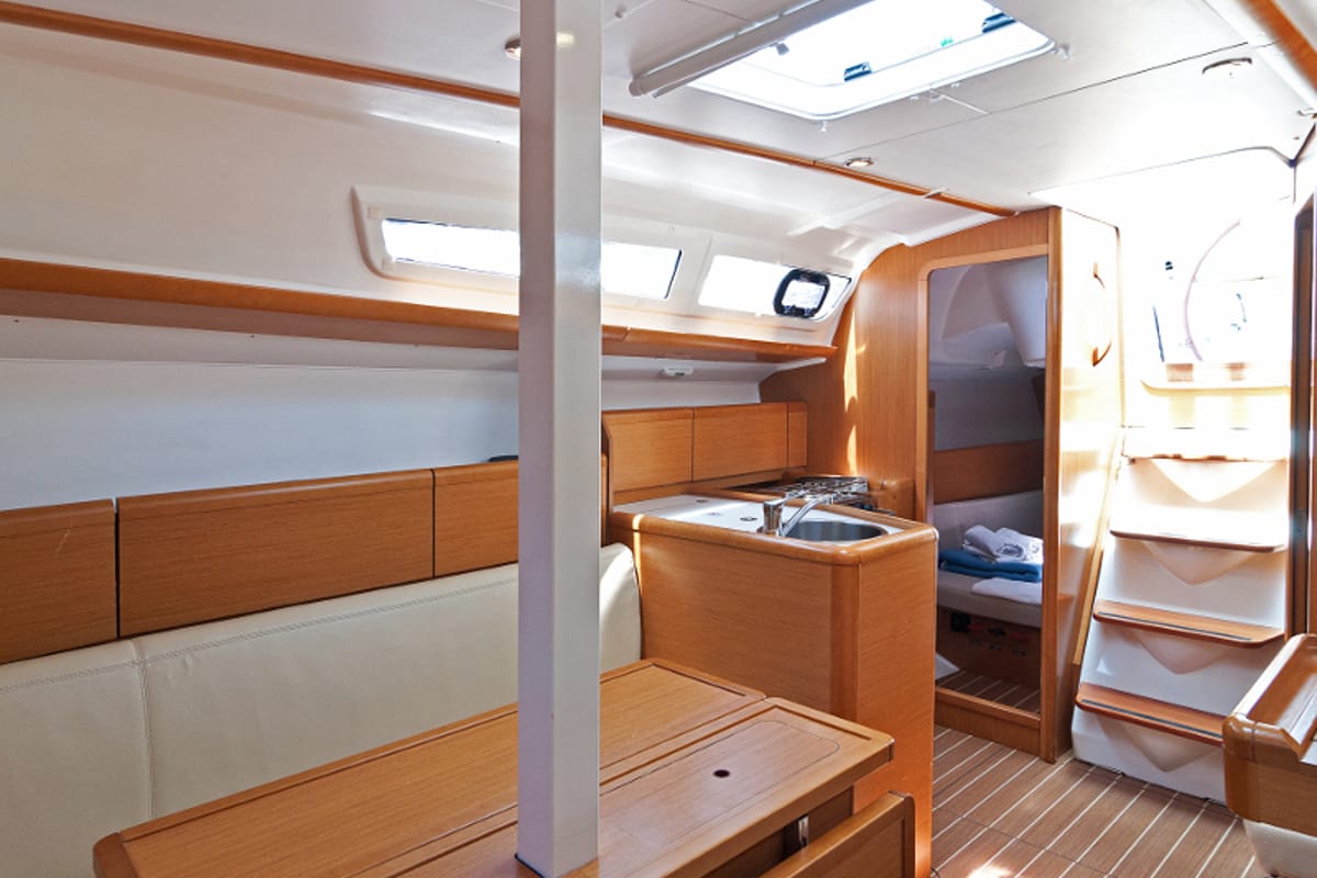 Salon of Buena Suerte, a Jeanneau Sun Odyssey 33i sailboat at Split, Croatia